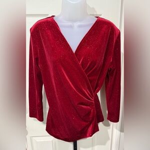 Elegant Sparkling Red R&K Evening Wrap Top